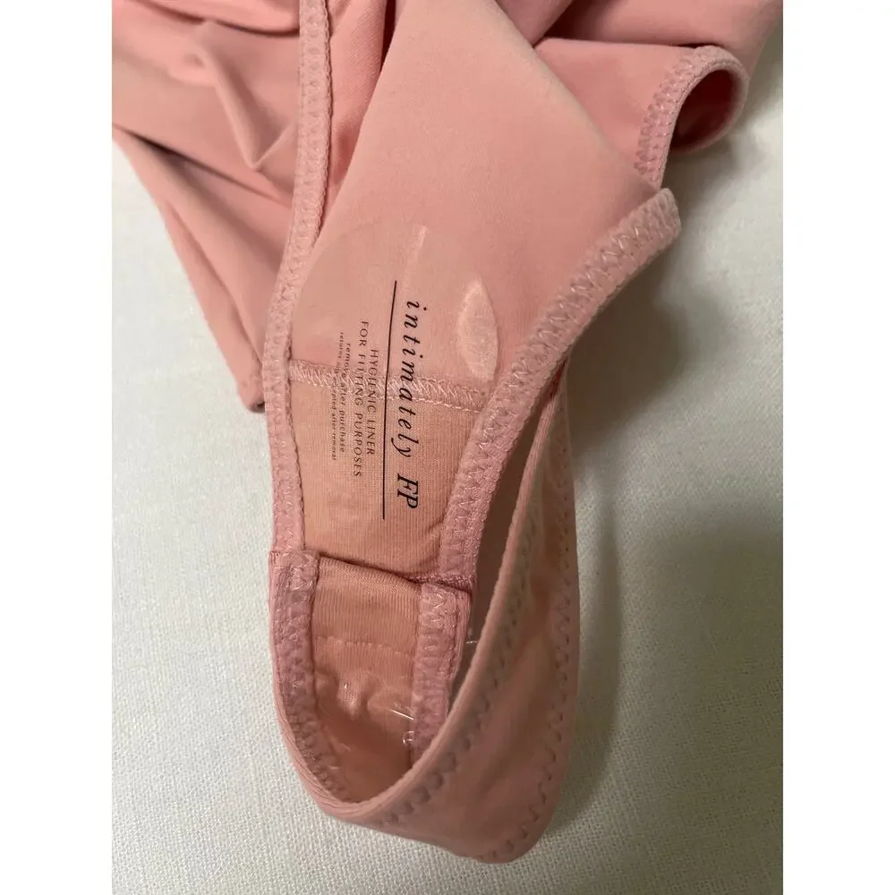 Free People Va Va Voop Long Sleeve Bodysuit in Pink Rose Size S